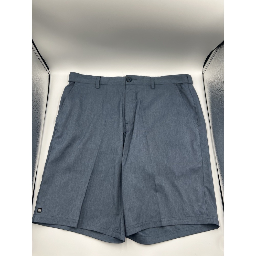 Micros‎ Los Angeles Ca. Men's Blue Flat Front Shorts Size 34w With 9" Inseam